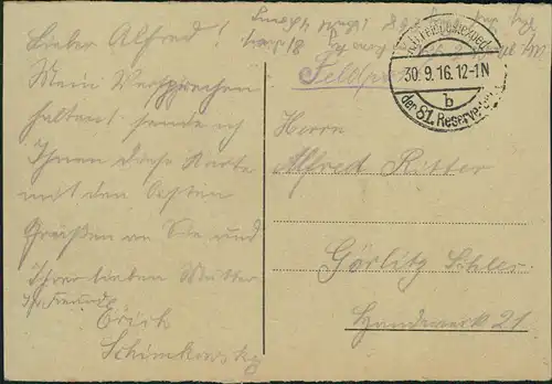 Postcard Warschau Warszawa Pomnik Mickiewicza. 1916  gel. FELDPOST