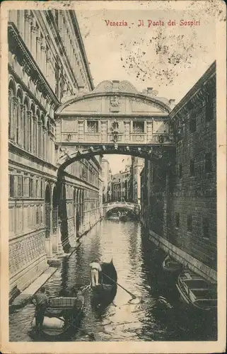 Cartoline Venedig Venezia Jl Ponte dei Sospiri 1913  gel. Stempel