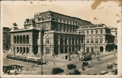 Ansichtskarte Wien Staatsoper, Straßenbahn 1943  gel. Feldpost WK2