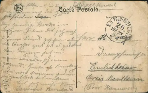 Postkaart Aywaille Aiwêye Le Pont suspendu 1916