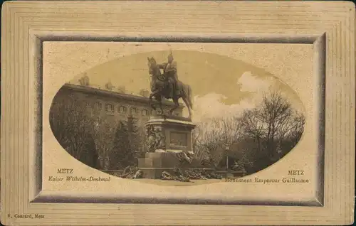 CPA Metz Kaiser Wilhelm Denkmal 1912 Passepartout  gel. ROLLSTEMPEL