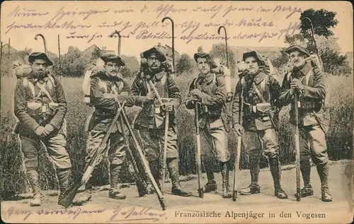 .Frankreich Alpenjäger   Vogesen Vosges Typen France 1915  gel. Feldpoststempel
