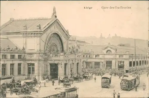 Postkaart Lüttich Luik Lîdje Bahnhof - La Gare Tram 1915