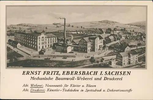 EbersbachNeugersdorf Mechanische Baumwoll-Weberei  Druckerei Oberlausitz 1922