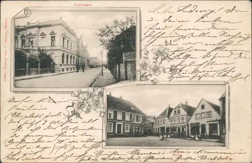 Ansichtskarte Rheine 2 Bild: Poststrasse, Markt 1911