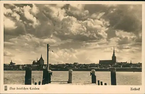 Ansichtskarte Rostock Blick auf die Stadt - Fotokarte 1938