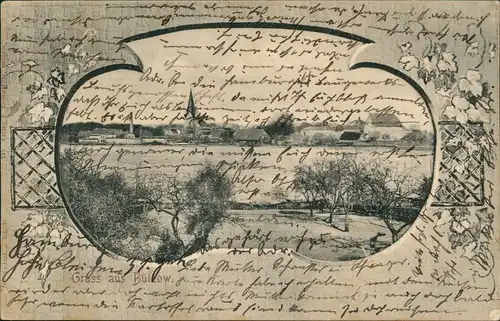 Ansichtskarte Bützow Stadt 1904 Passepartout  gel. Ankunftsstempel Ludwigslust