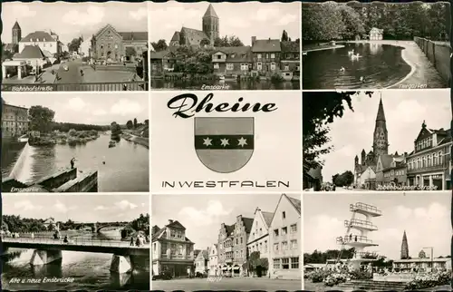 Ansichtskarte Rheine MB: Emspartie, Ibbenbürer Straße u.a. 671967