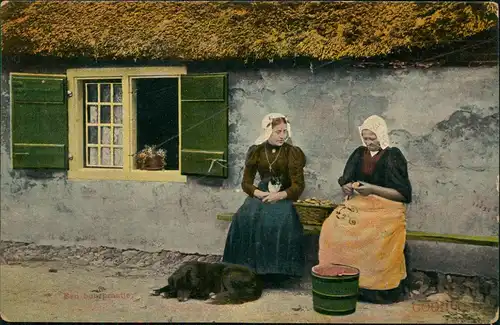 .Niederlande Folklore Niederlande Typen Trachten - Frauen vor Haus 1914