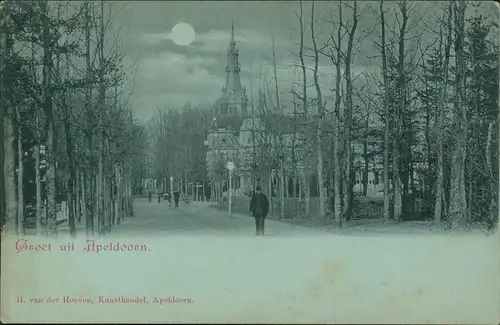 Postkaart Apeldoorn Straßenpartie - Mondscheinlitho 1900