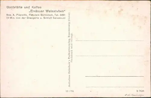 Ansichtskarte Bornstedt-Potsdam Gaststätte u. Kaffee, Elsässer - Innen 1932