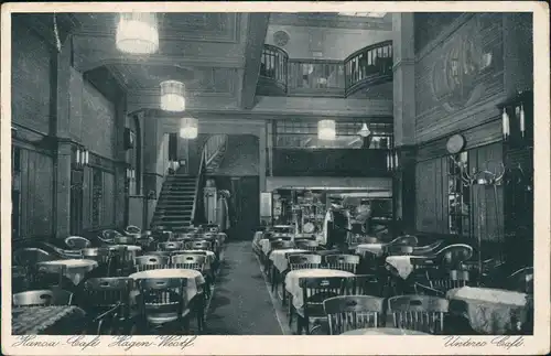 Ansichtskarte Hagen (Westfalen) Hansa-Café - Innenansicht 1932