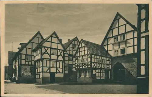Ansichtskarte Wetter (Ruhr) Alte Fachwerkhäuser, Geschäft 1929