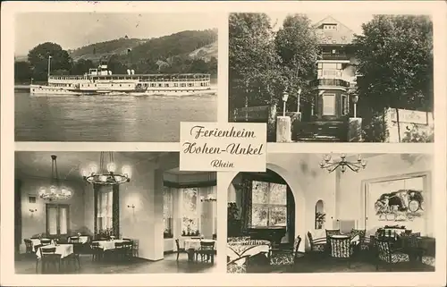 Ansichtskarte Unkel 4 Bild: Ferienheim Hohen-Unkel mit Innenansichten 1956