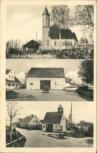 Burgstall Oberbayern MB Josef Gigl, Kolonialwaren, Straßen-Ansicht, Kirche 1940