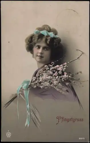 Ansichtskarte  Menschen schöne Frau Fotokunst 1910  gel. Stempel Merane