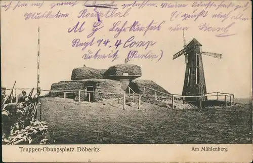 Dallgow-Döberitz Truppenübungsplatz, Mühlenberg Windmühle 1915  gel. Feldpost