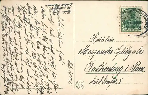 Ansichtskarte .Brandenburg Spreewald - Idyll 1915  gel. Bahnpoststempel