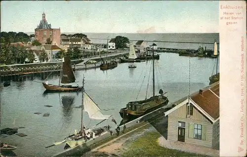 Postkaart Enkhuizen Haven van af het Station, Hafen 1904