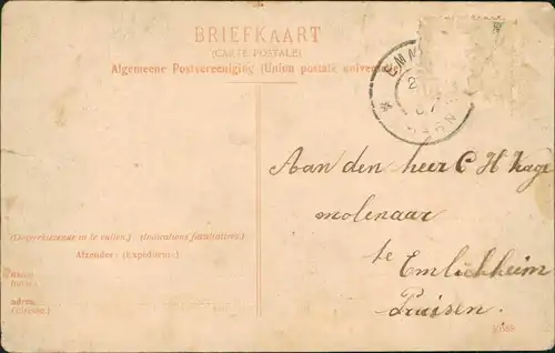 Postkaart Noordbarge b. Emmen Bijzondere School, Straßenpartie 1907