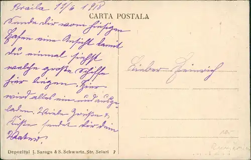 Postcard Braila Brăila Hafen, Kräne - Dampfer Steamer 1918