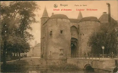 Brügge Bruges Werbeaufdruck Liqueur Elixir d'Anvers 1917  gel. Feldpoststempel