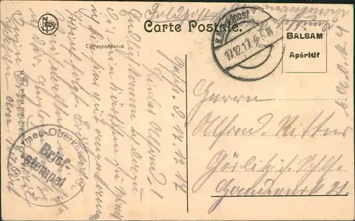 Brügge Bruges Werbeaufdruck Liqueur Elixir d'Anvers 1917  gel. Feldpoststempel