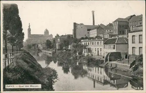 Postkaart Gent Ghent (Gand) Quai des Moines. 1917