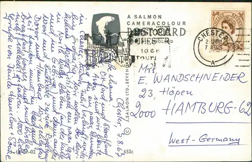 Postcard Chester Eastgate 1967