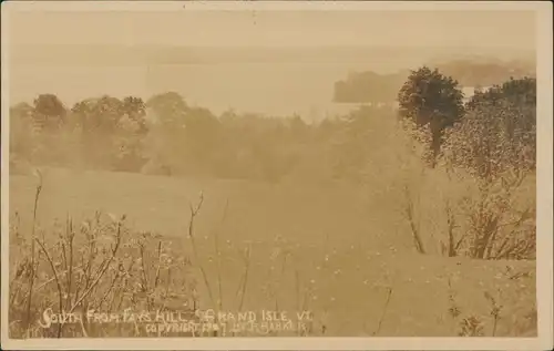 Postcard Grand Isle Vermont South from Fays Hill 1928