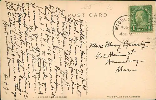 Postcard Middlebury Vermont Ann Hathaway Room - USA 1923