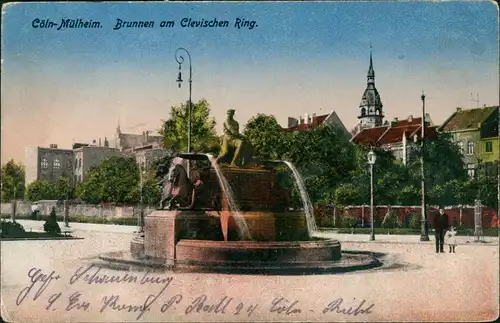 Ansichtskarte Mülheim-Köln Clevischer Ring 1918  gel. Feldpost K. Riehl