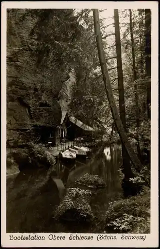 Ansichtskarte Hinterhermsdorf-Sebnitz Bootstation Obere Schleuse 1953