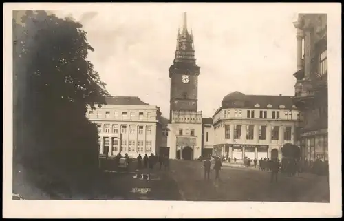 Postcard Pardubitz Pardubice Marktplatz, Geschäfte 1929 Privatfoto