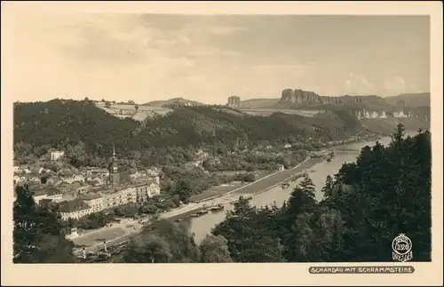 Ansichtskarte Bad Schandau Blick auf die Stadt 1953 Walter Hahn:2320