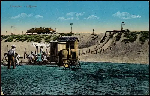 Postkaart .Niederlande Umuiden Glijbaan Strand Strandleben 1910