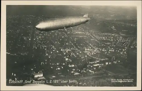 Ansichtskarte Berlin Luftbild Zeppelin Luftschiff Graf Zeppelin L.Z. 127 1928