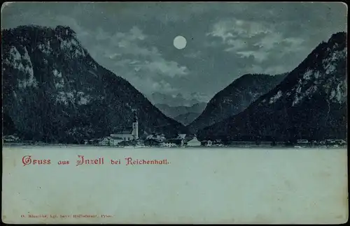 Ansichtskarte Inzell / Obb. Panorama-Ansicht bei Mondschein 1900 Luna