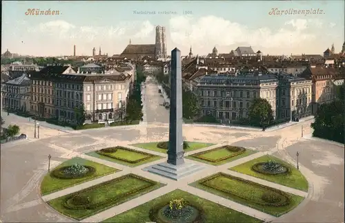 Ansichtskarte München Obelisk am Karolinenplatz Panorama Rondell 1910