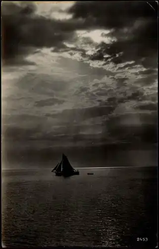 Ansichtskarte Zingst Strand Ostseebad Segelboot Stimmungsbild Wolken 1930