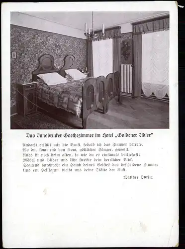 Ansichtskarte Innsbruck Goethezimmer im Hotel zum Goldenen Adler 1928