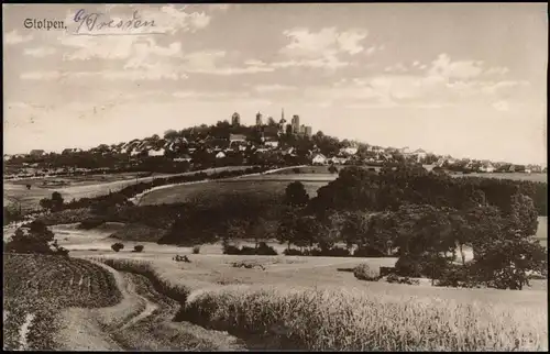 Ansichtskarte Stolpen Feldweg zum Burgberg 1929