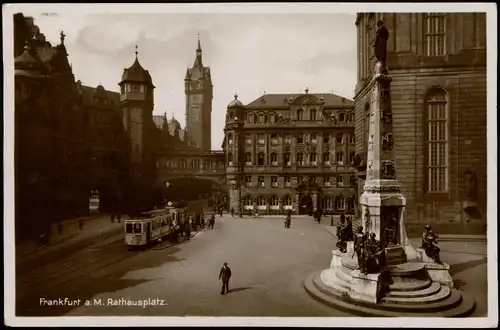 Frankfurt  Main Rathausplatz Tram 1942  Stempel Flug Luftschiffhafen Rhein-Main