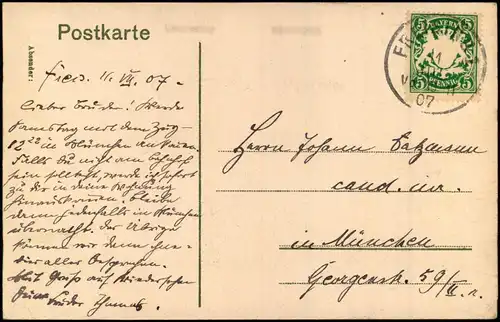 Ansichtskarte Freising Alt-Öttinger Kapelle und Klerikal-Seminar. 1906