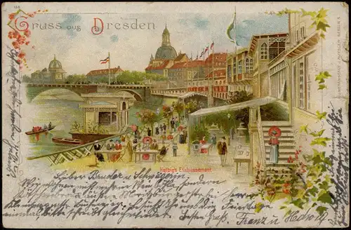 Ansichtskarte Litho AK Dresden Helbigs Etablissement - Terrasse 1899