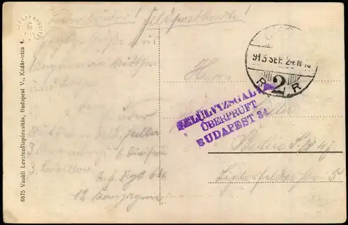 Raab Győr Vásártér - Straßenpartie 1915  gel. KuK Feldpost mit Zensurstempel