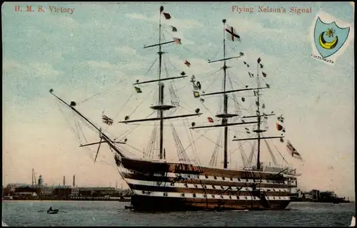 Postcard Portsmouth Schiffe Segelschiff H. M. S. Victory 1907
