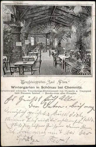 Ansichtskarte Schönau-Chemnitz Wintergarten, Tropfsteingrotten-Saal 1897