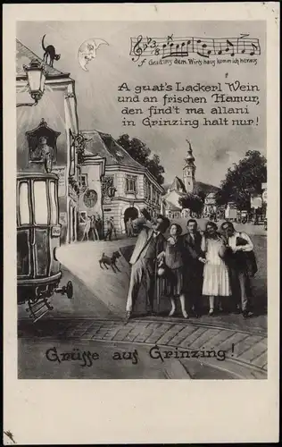 Grinzing-Wien Wein - trunkende Menschen auf der Straße - verschwommen# 1927