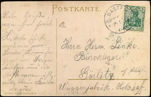 .Sachsen Sächsische Schweiz Scherzkarte Mann schaut auf Frau Talblick 1909